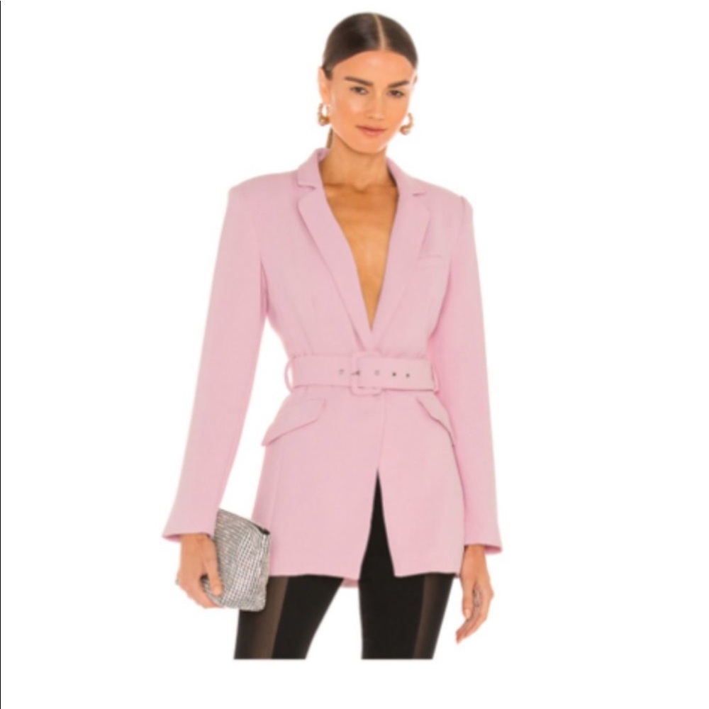 Revolve NBD Niko Long Line Belted Blazer in Rose Pink Size S